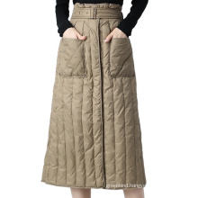Thermo padded winter long skirt Recycled polyester quilted straight skirt Non-baggy look quilted winter skirt
